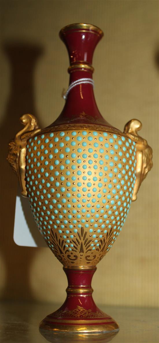 Coalport jewelled two handled vase